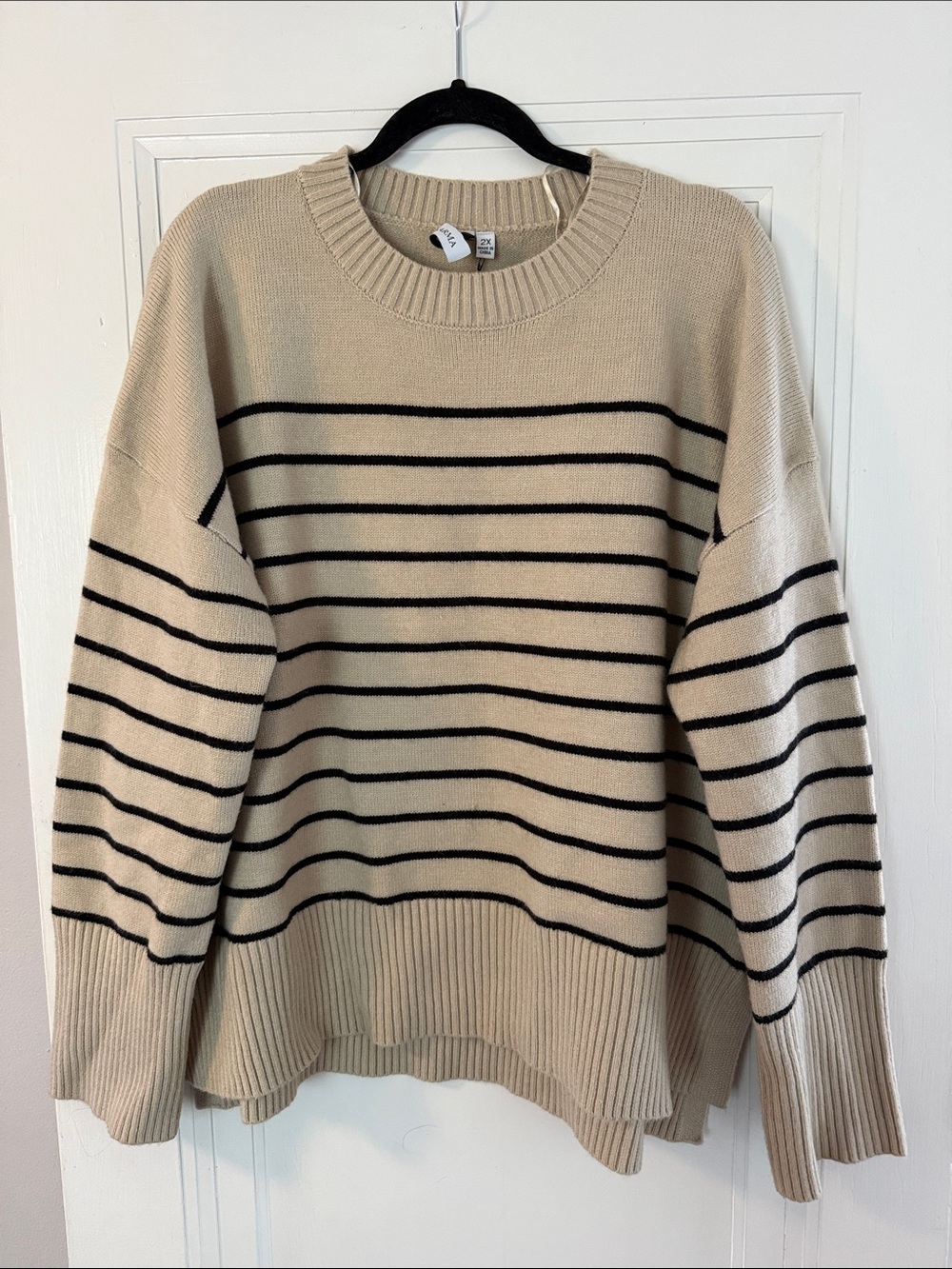 Cream Striped Women’s Sweater - Classic Crewneck